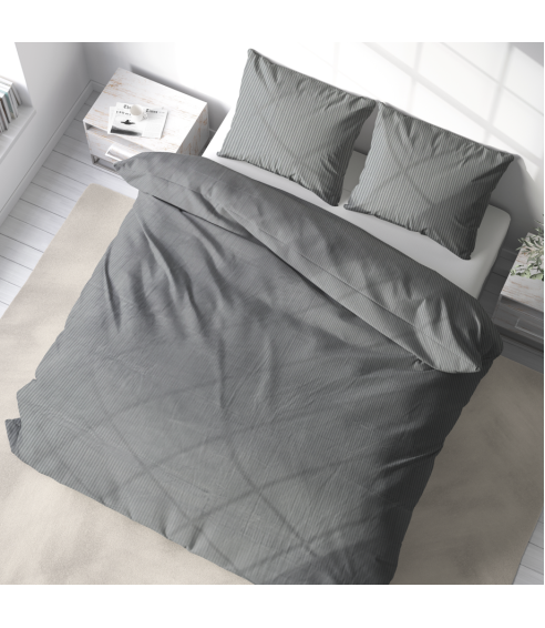 Satin påslakanset „Grey stripe 3 mm“. Satin påslakan