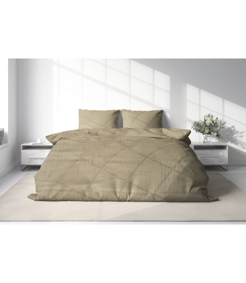Premium satin påslakanset „Brown stripe 3 mm“. Satin påslakan