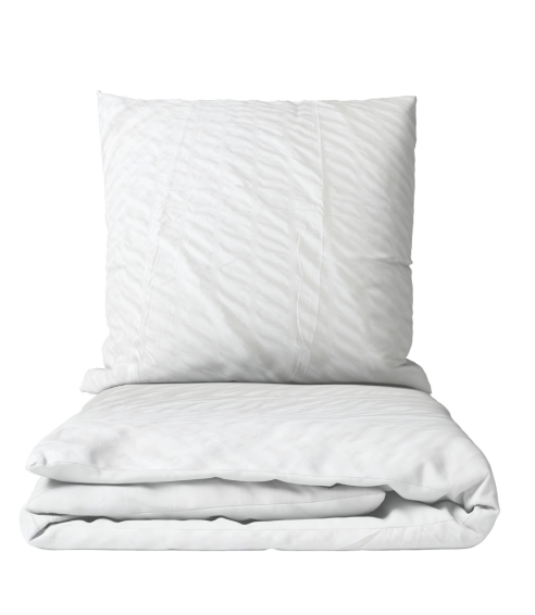 Krinklad sängkläder „Pure white stripes“. Påslakanset 200x200
