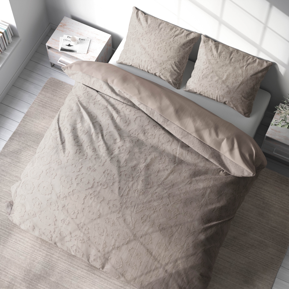 Jacquard sängkläder „Beige Floro“. Sängkläder med växtmotiv, 200x200 cm, 200x220 cm Jacquard sängkläder „Beige Floro“. Sängkläder med växtmotiv, 200x200 cm, 200x220 cm
