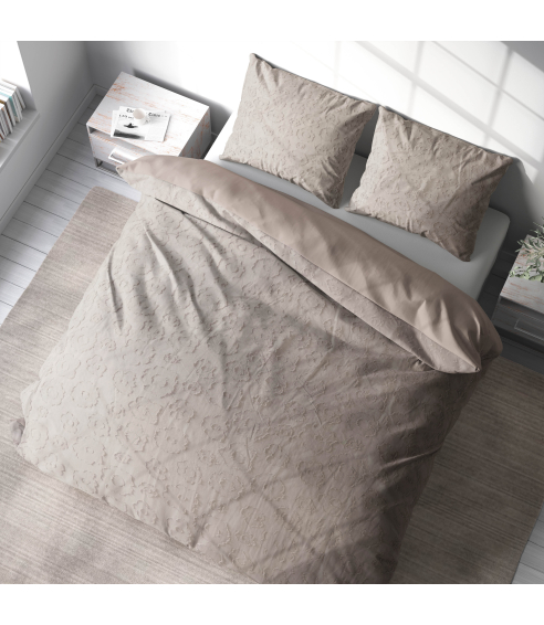 Jacquard sängkläder „Beige Floro“. Påslakanset 200x220
