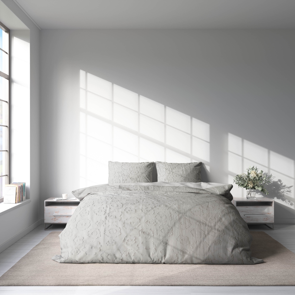 Jacquard sängkläder „Grey Floro“. Sängkläder med växtmotiv, 200x200 cm, 200x220 cm Jacquard sängkläder „Grey Floro“. Sängkläder med växtmotiv, 200x200 cm, 200x220 cm