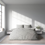 Jacquard sängkläder „Grey Floro“. Sängkläder med växtmotiv, 200x200 cm, 200x220 cm Jacquard sängkläder „Grey Floro“. Sängkläder med växtmotiv, 200x200 cm, 200x220 cm