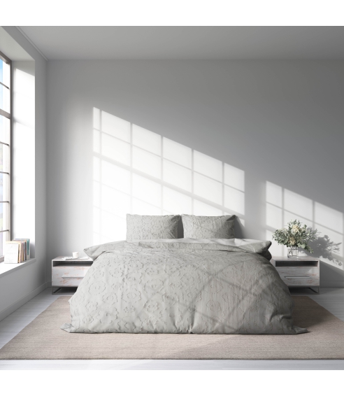 Jacquard sängkläder „Grey Floro“. Påslakanset 200x200