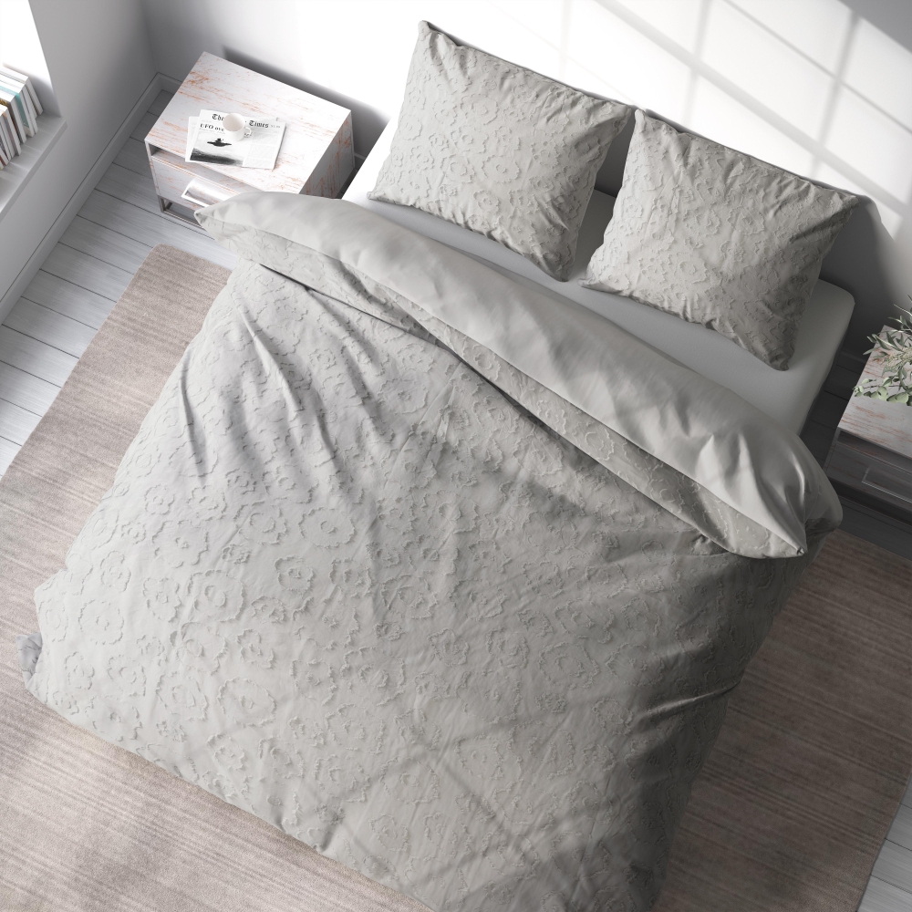 Jacquard sängkläder „Grey Floro“. Sängkläder med växtmotiv, 200x200 cm, 200x220 cm Jacquard sängkläder „Grey Floro“. Sängkläder med växtmotiv, 200x200 cm, 200x220 cm