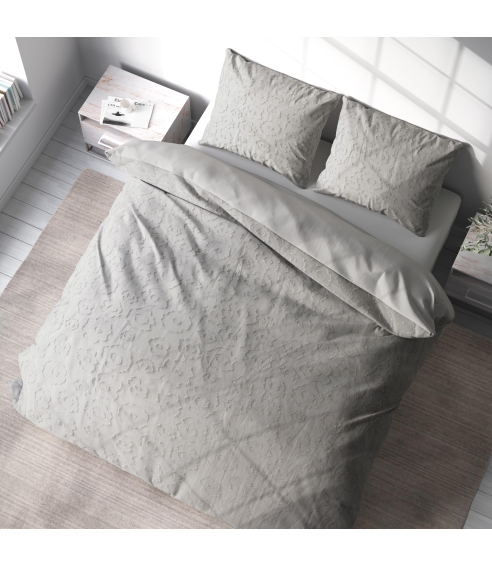 Jacquard sängkläder „Grey Floro“. Påslakanset 200x200