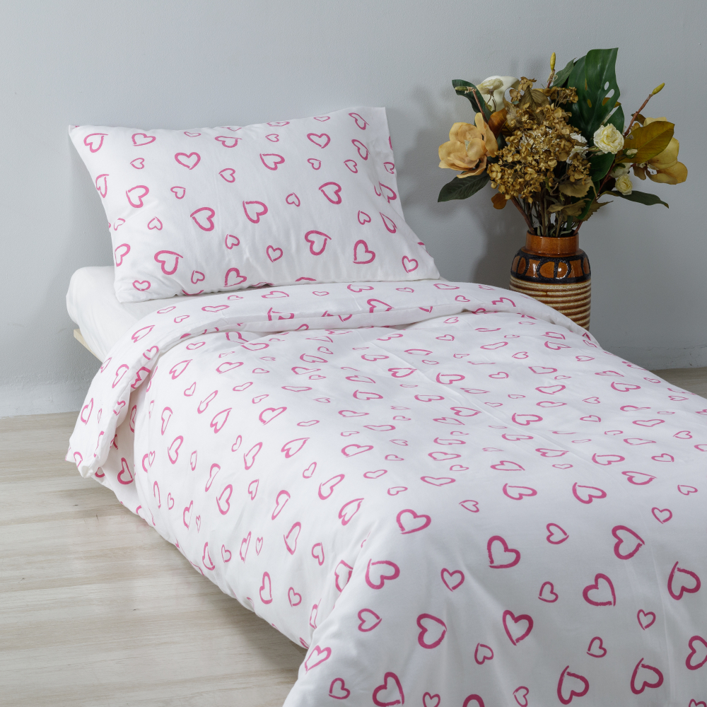 Patalynė kūdikiams „Pink love“. Flanell sängkläder, 140x200 cm