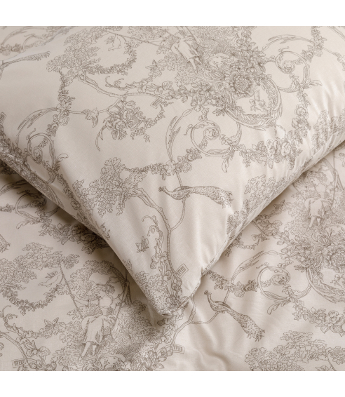 Patalynės komplektas „Toile de Jouy grey“. Bomull sängkläder