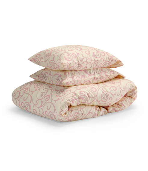 Premium satin påslakanset „Pink curls“. Satin påslakan