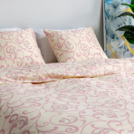 Premium satin påslakanset „Pink curls“. Rosa sängkläder, 160x200 cm, 200x200 cm, 200x220 cm Premium satin påslakanset „Pink curls“. Rosa sängkläder, 160x200 cm, 200x200 cm, 200x220 cm