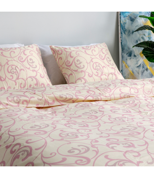 Premium satin påslakanset „Pink curls“. Satin påslakan
