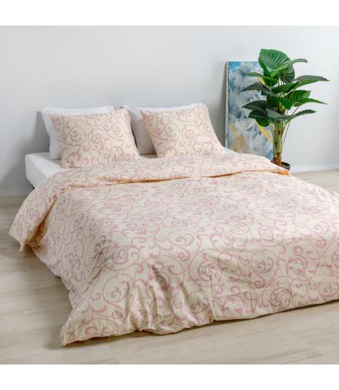 Premium satin påslakanset „Pink curls“. Satin påslakan