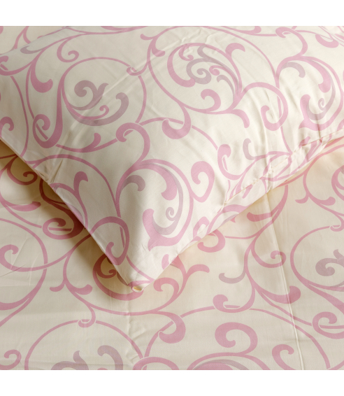 Premium satin påslakanset „Pink curls“. Satin påslakan