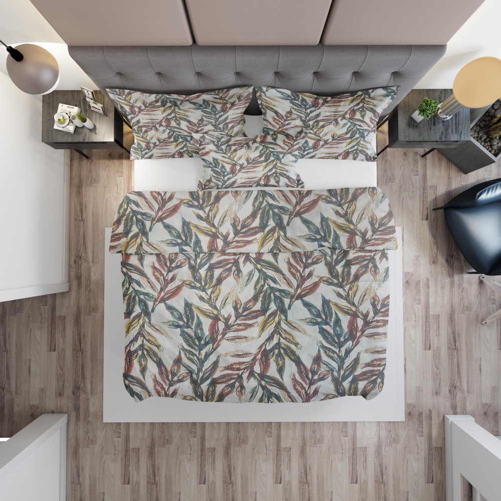 Premium satin påslakanset „Flopsie“. Mönstrade sängkläder, 200x200 cm Premium satin påslakanset „Flopsie“. Mönstrade sängkläder, 200x200 cm