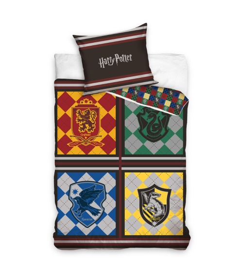 Patalynės komplektas „Houses of Hogwarts“. Bomull sängkläder