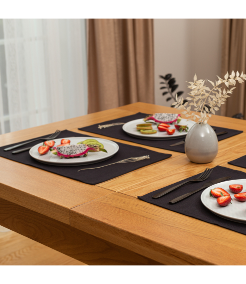 Bordsunderlägg „Linen black“ 4 st.. Linnedukar