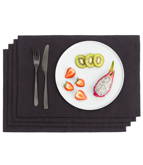 Bordsunderlägg „Linen black“ 4 st.. Linnedukar