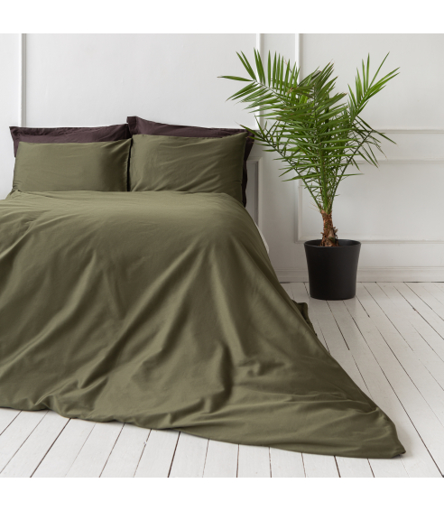 Premium satin påslakanset „Moss green“. Satin påslakan