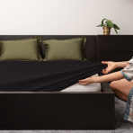 Satin dra-på-lakan „Midnight“, 140x200 cm, 160x200 cm Satin dra-på-lakan „Midnight“, 140x200 cm, 160x200 cm