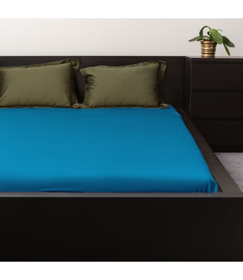 Satin dra-på-lakan „Turquoise“. Dra på lakan