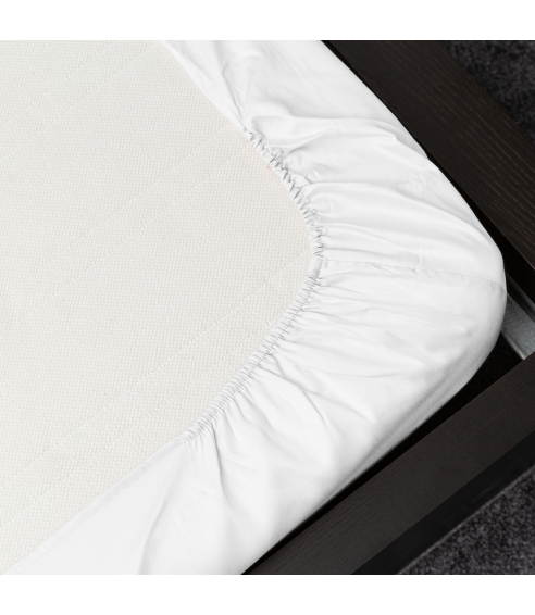 Satin dra-på-lakan „Classic White“. Dra på lakan