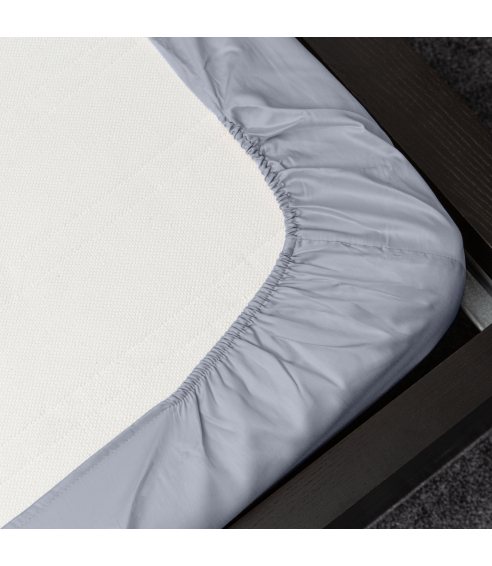 Satin dra-på-lakan „Classic grey“. Dra på lakan