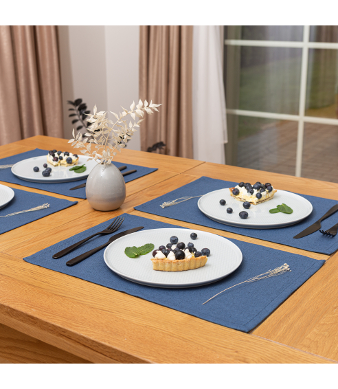 Bordsunderlägg „Linen royal blue“ 4 st.. Linnedukar