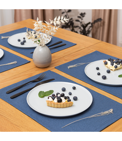 Bordsunderlägg „Linen royal blue“ 4 st.. Linnedukar