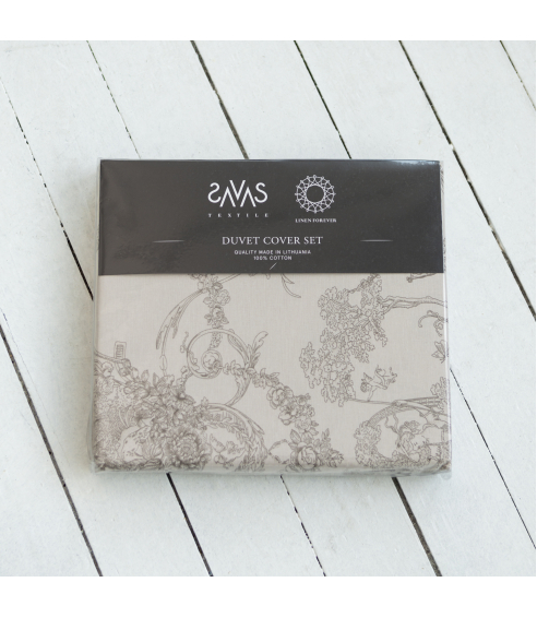 Patalynės komplektas „Toile de Jouy grey“. Bomull sängkläder