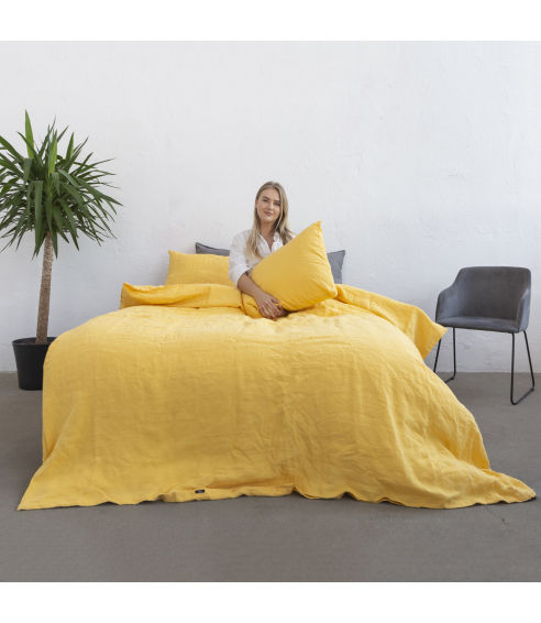 Lininė patalynė „Linen yellow“. Linne sängkläder