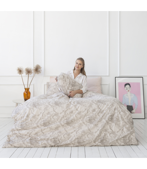 Patalynės komplektas „Toile de Jouy grey“. Bomull sängkläder