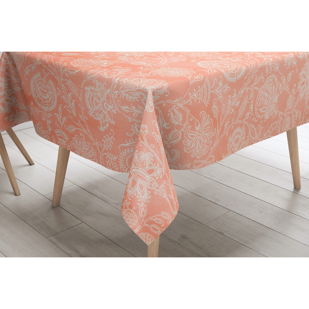 Bordsduk „Orange flora“. Bomullsdukar, 140x180 cm, 140x240 cm, 140x300 cm Bordsduk „Orange flora“. Bomullsdukar, 140x180 cm, 140x240 cm, 140x300 cm