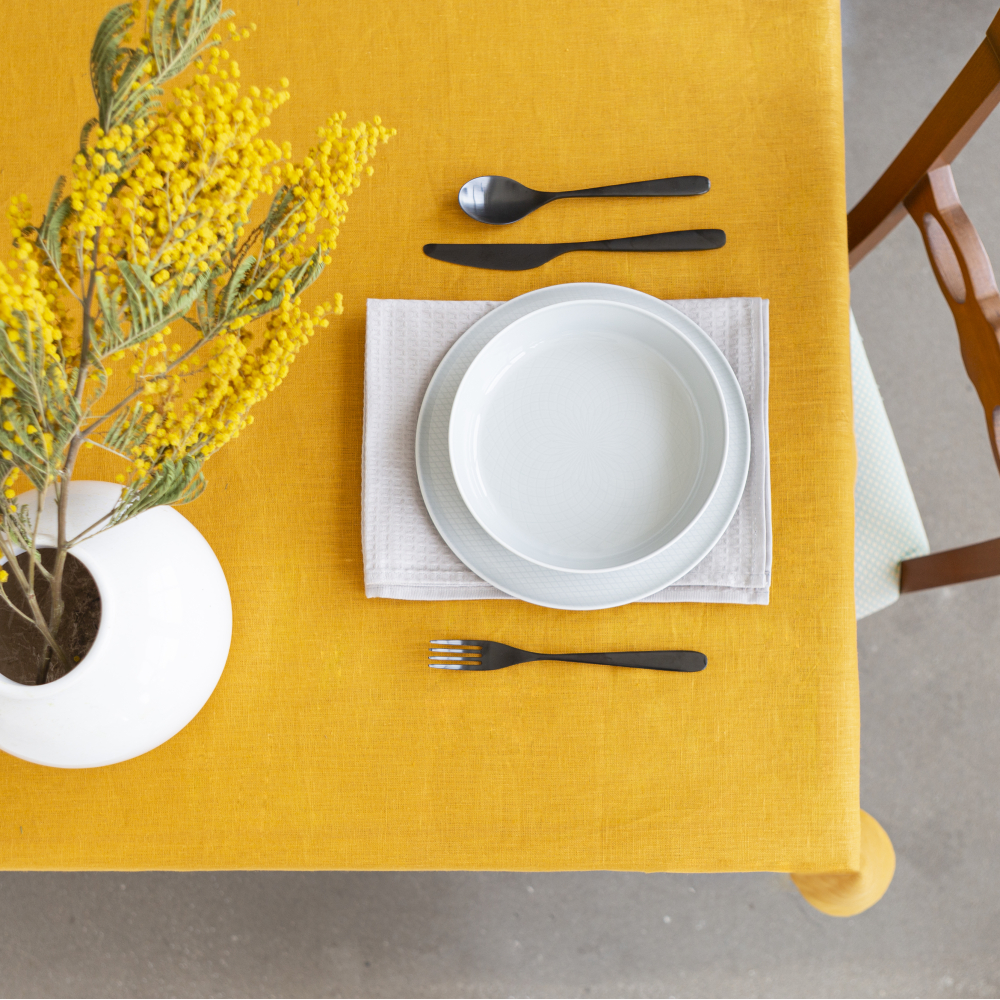 Bordsduk „Linen yellow“. Linnedukar, 140x140 cm, 140x300 cm Bordsduk „Linen yellow“. Linnedukar, 140x140 cm, 140x300 cm