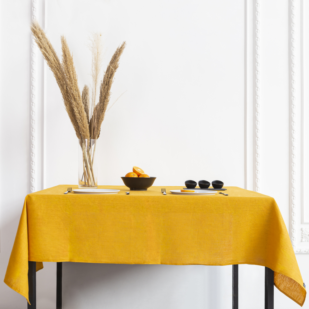 Bordsduk „Linen yellow“. Linnedukar, 140x140 cm, 140x300 cm Bordsduk „Linen yellow“. Linnedukar, 140x140 cm, 140x300 cm