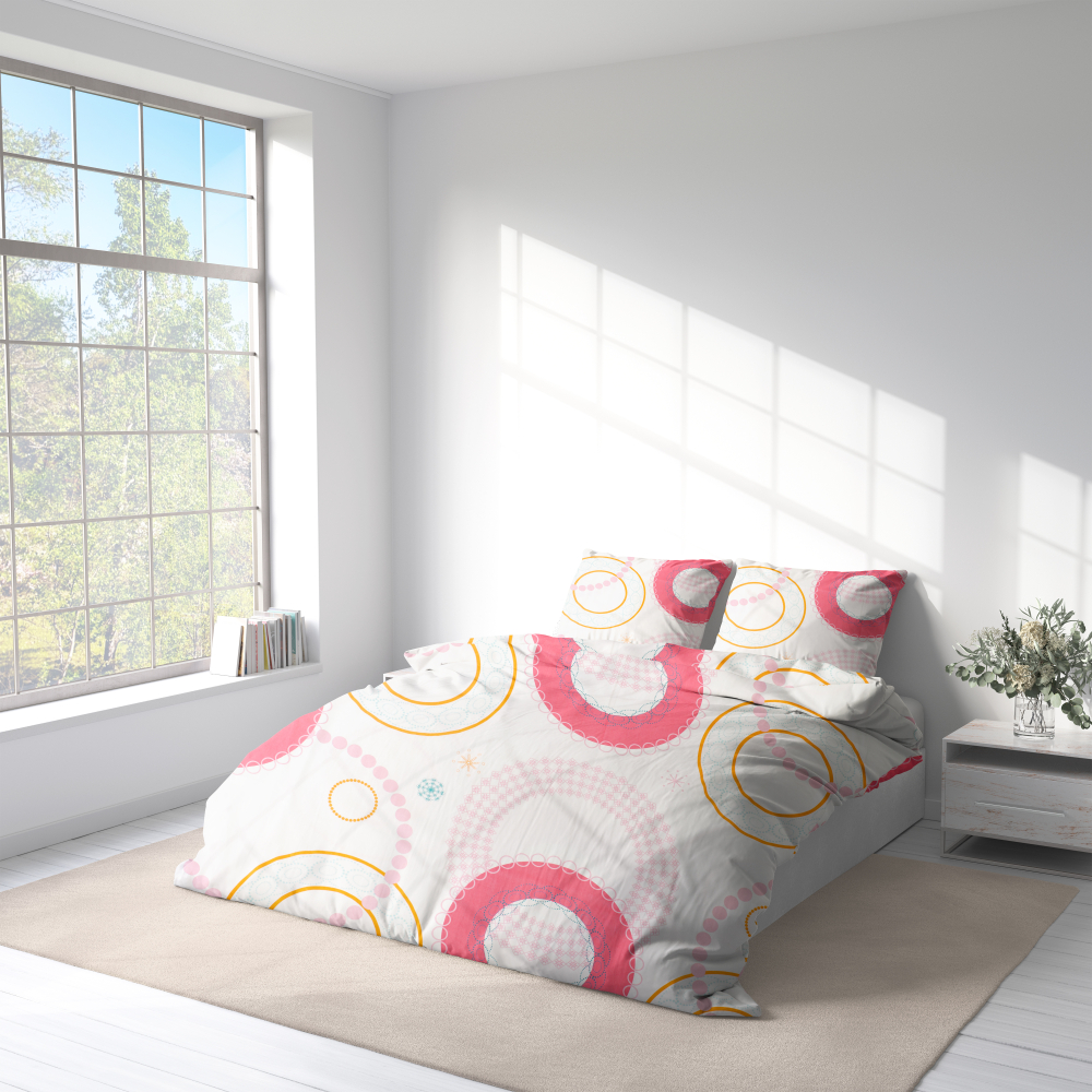 Premium satin påslakanset „Circles“. Sängkläder 155x200, 140x200 cm, 150x200 cm, 160x200 cm Premium satin påslakanset „Circles“. Sängkläder 155x200, 140x200 cm, 150x200 cm, 160x200 cm