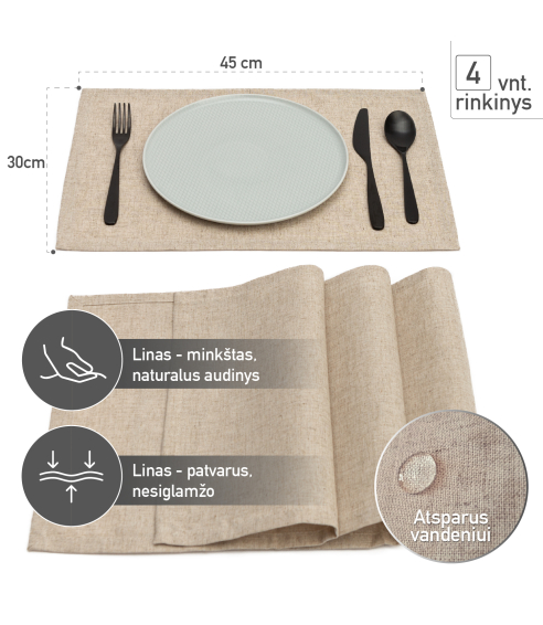 Bordsunderlägg „Linen trombone“ 4 st.. Linnedukar
