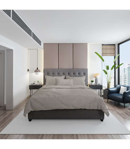 Premium satin påslakanset „Taupe“. Satin påslakan