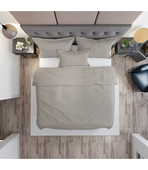 Premium satin påslakanset „Taupe“. Satin påslakan
