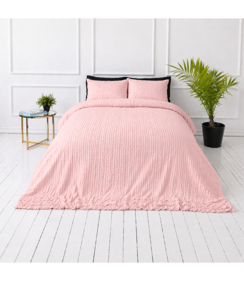 Påslakanset i bomulls bäckebölja „Kora Dusty Rose“. Bomull sängkläder