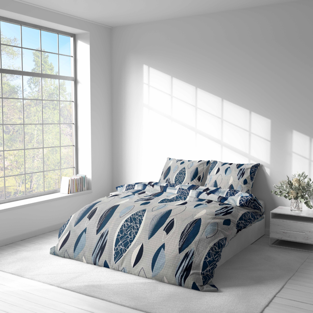 Bäckebölja påslakanset „Kora Indigo Drift“. Grå sängkläder, 140x200 cm, 160x200 cm, 200x200 cm, 200x220 cm, 240x220 cm Bäckebölja påslakanset „Kora Indigo Drift“. Grå sängkläder, 140x200 cm, 160x200 cm, 200x200 cm, 200x220 cm, 240x220 cm