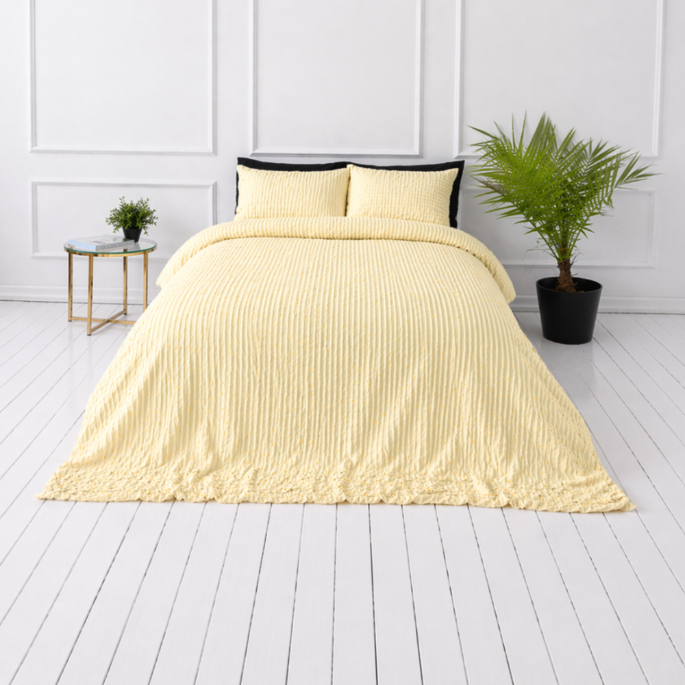 Bäckebölja påslakanset „Kora Yellow“. Enfärgade sängkläder, 140x200 cm, 150x200 cm, 160x200 cm, 180x200 cm, 200x200 cm, 200x220 cm, 240x220 cm Bäckebölja påslakanset „Kora Yellow“. Enfärgade sängkläder, 140x200 cm, 150x200 cm, 160x200 cm, 180x200 cm, 200x200 cm, 200x220 cm, 240x220 cm
