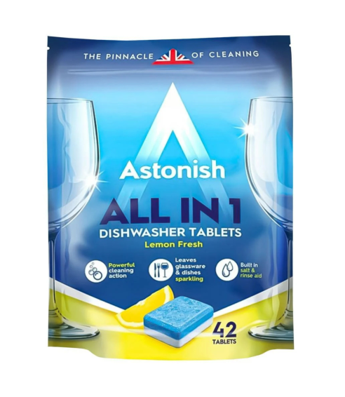 Diskmaskinstabletter „Dishwasher tablets Astonish“. Rengöringsmedel
