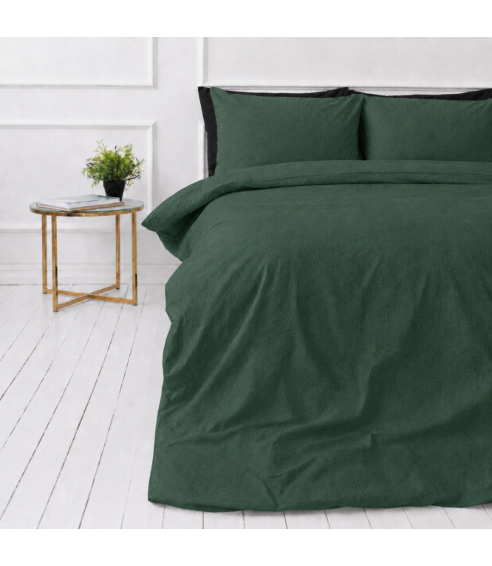Linne sängkläder „Linen Dark Green“. Linne sängkläder