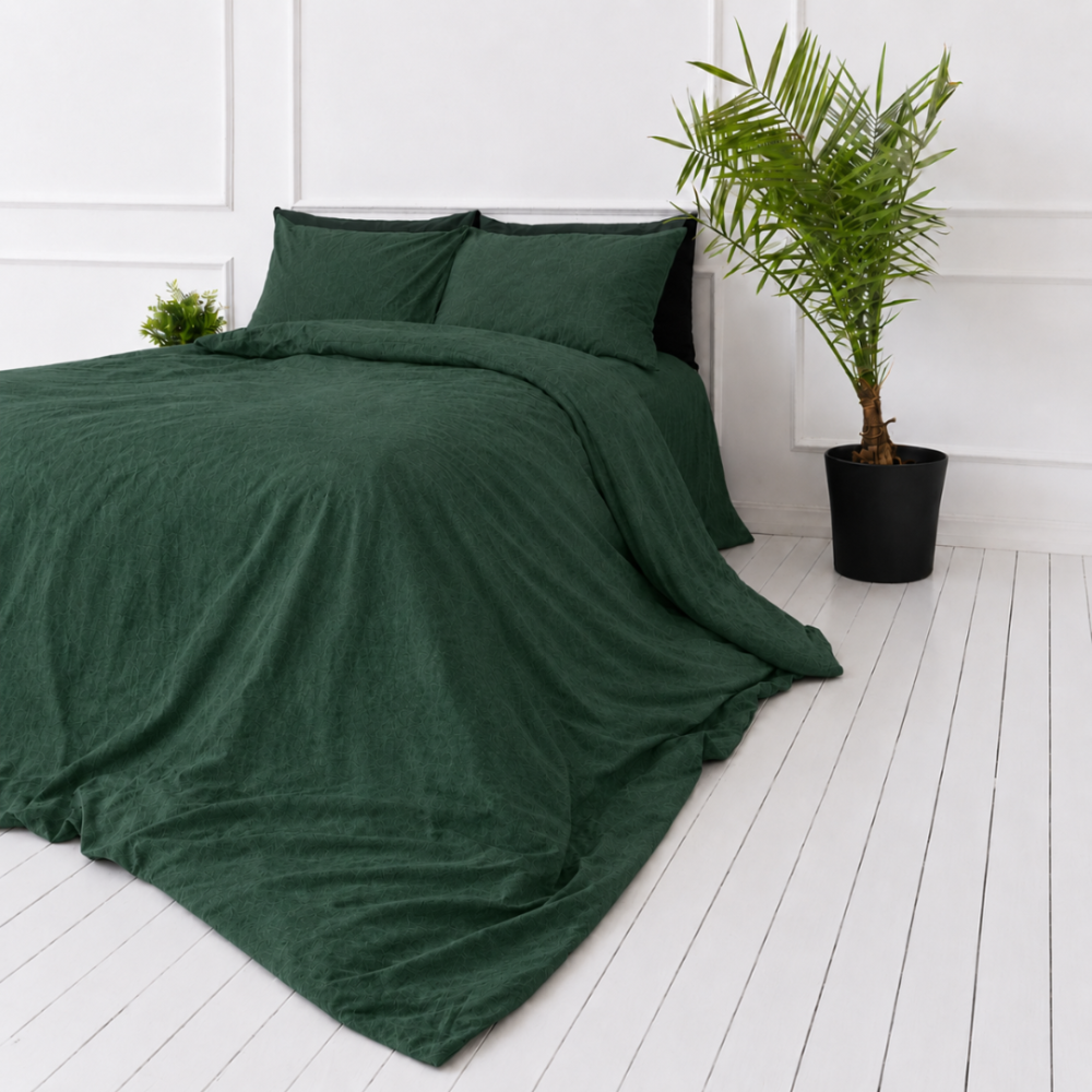 Linne sängkläder „Linen Dark Green“. Påslakanset 150x210, 140x200 cm, 150x200 cm, 160x200 cm, 180x200 cm, 200x200 cm, 200x220 cm, 240x220 cm