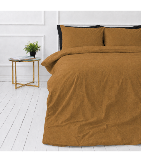 Linne sängkläder „Linen Mustard“. Linne sängkläder