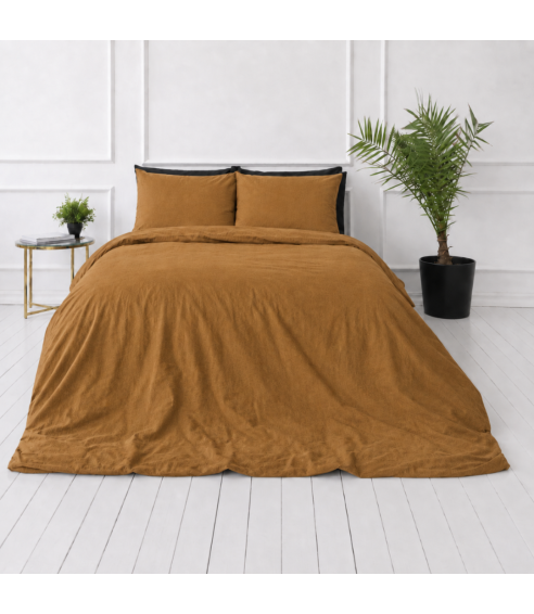Linne sängkläder „Linen Mustard“. Linne sängkläder