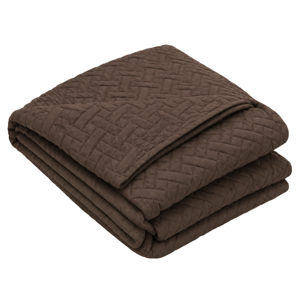 Överkast „Bedspread Brunette“. Plädar, 210x240 cm. Mörkbrunt överkast med ett fint geometriskt quiltat mönster Överkast „Bedspread Brunette“. Plädar, 210x240 cm. Mörkbrunt överkast med ett fint geometriskt quiltat mönster