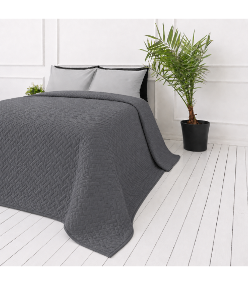 Överkast „Bedspread Graphite“. Plädar