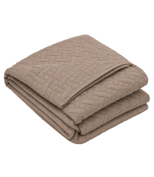 Överkast „Bedspread Latte“. Plädar