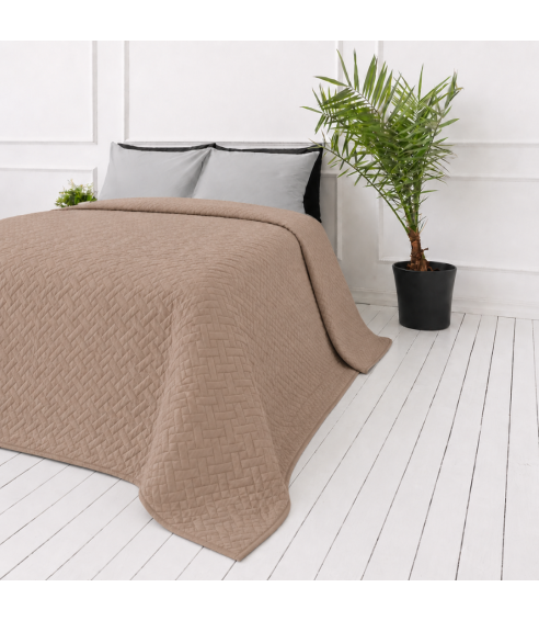 Överkast „Bedspread Latte“. Plädar